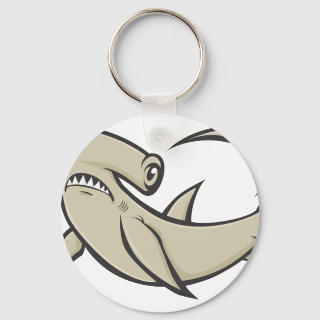 Serious Hammerhead Shark Keychain (Front)