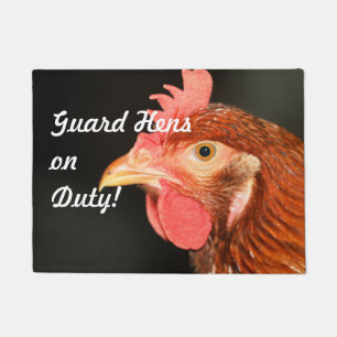 Serious hen doormat