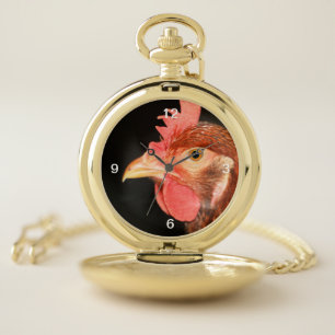 Serious hen pocket watch