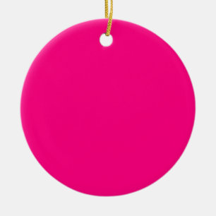 Serious Hot Pink Color Bright Trend Template Blank Ceramic Ornament