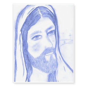 Serious Jesus Temporary Tattoos