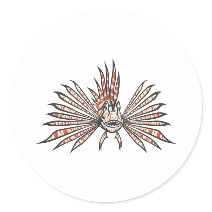 Serious Lion Fish in Black and White Sticker