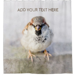 Serious Sparrow Shower Curtain
