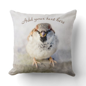 Serious Sparrow Throw Pillow