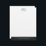 Serious Spectacles | Funny Custom Name Letterhead<br><div class="desc">A funny and lighthearted yet professional set of  custom letterheads featuring a pair of retro spectacle glasses followed by your name and details in a classic style font underneath it.</div>