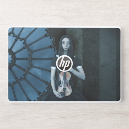 Serious Surreal Art of Gothic Victorian Violinist HP Laptop Skin