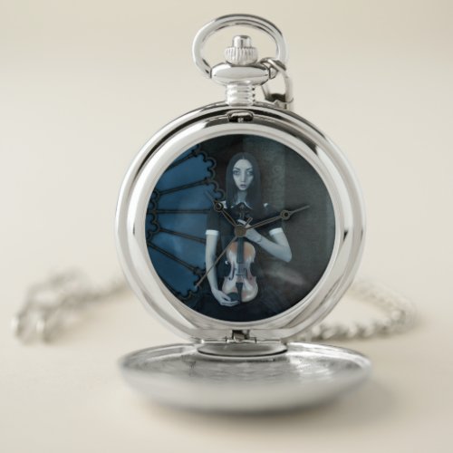 Serious Surreal Art of Gothic Victorian Violinist  Pocket Watch