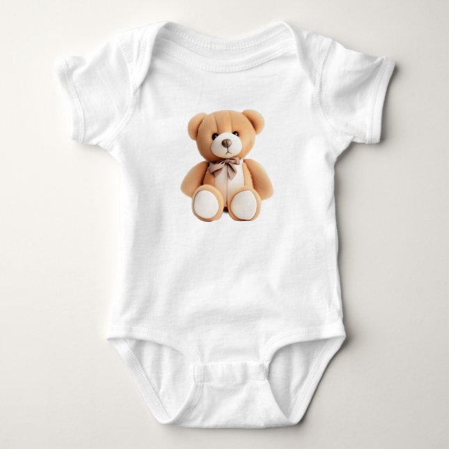 Serious teddy bear baby bodysuit (Front)