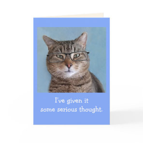 Serious Thinking Cat Birthday Card