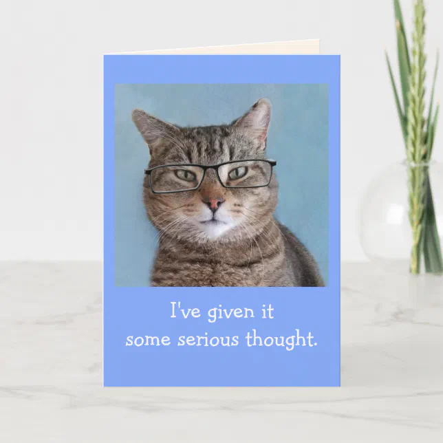 Serious Thinking Cat Birthday Card | Zazzle