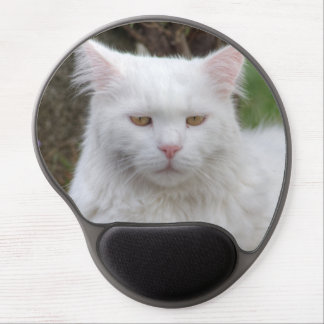 Serious White Cat Gel Mouse Pad