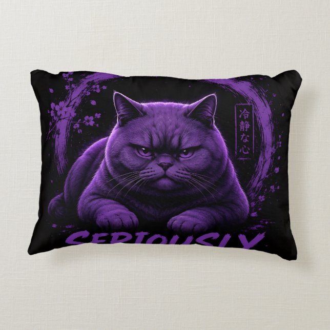 Seriously Cat Accent Pillow (Back)