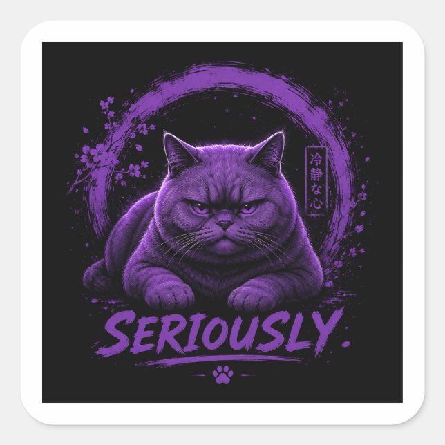 Seriously Cat Square Sticker (Front)