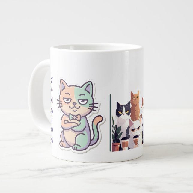 Seriously? Low energy Hight Judgment cat Giant Coffee Mug (Front Left)