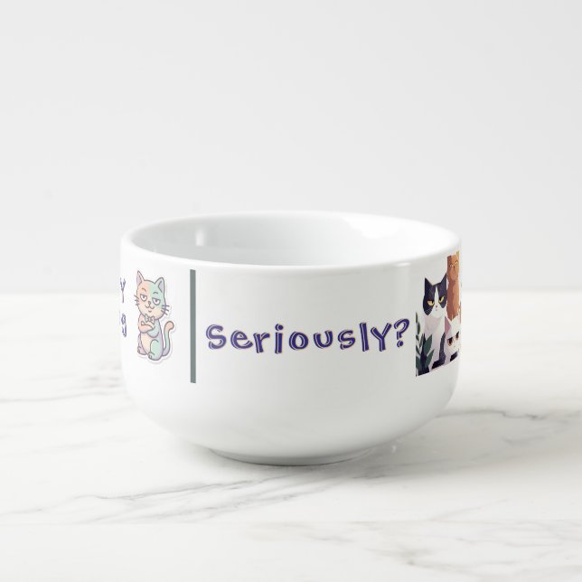 Seriously? Low energy Hight Judgment cat Soup Mug (Front)
