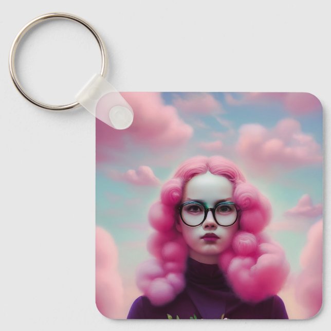 Seriously Pink Hair Keychain (Front)