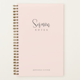 Sermon Notes Simple Minimal Blush Pink Calligraphy Notebook