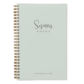 Sermon Notes Simple Minimal Mint Green Calligraphy Notebook