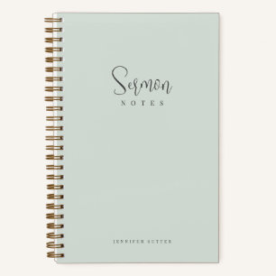 Sermon Notes Simple Minimal Mint Green Calligraphy Notebook