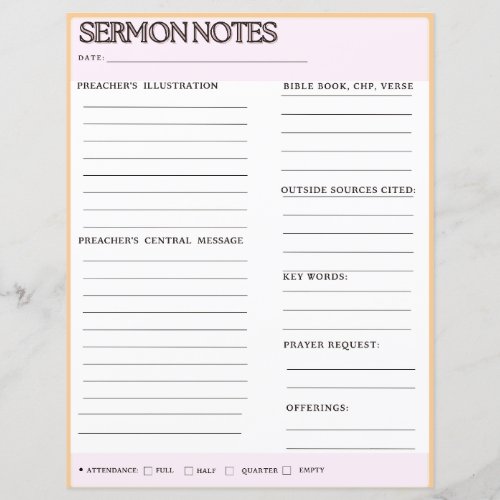 Sermon Notes Worksheets