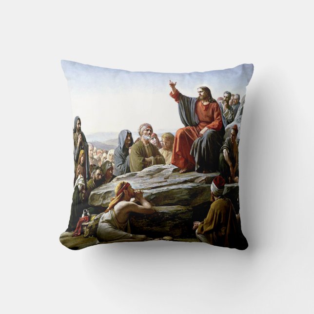 Sermon on the Mount - Carl Bloch painting Throw Pillow (Front)