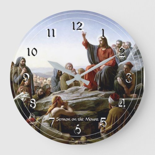 Sermon on the Mount religious painting Large Clock