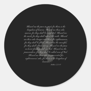 Sermon On The Mount The Beatitudes Matthew 5_3-10 Classic Round Sticker