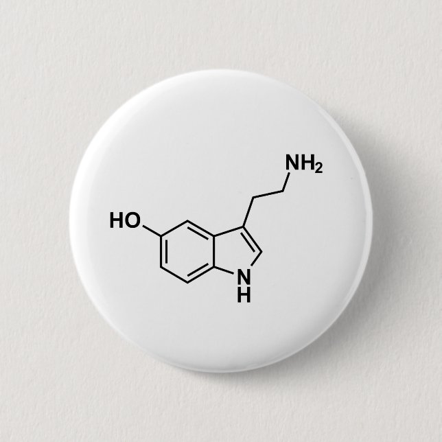 serotonin chemical formula science symbol elements button (Front)