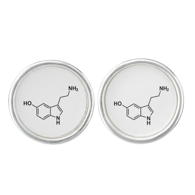 serotonin chemical formula science symbol elements cufflinks (Front)