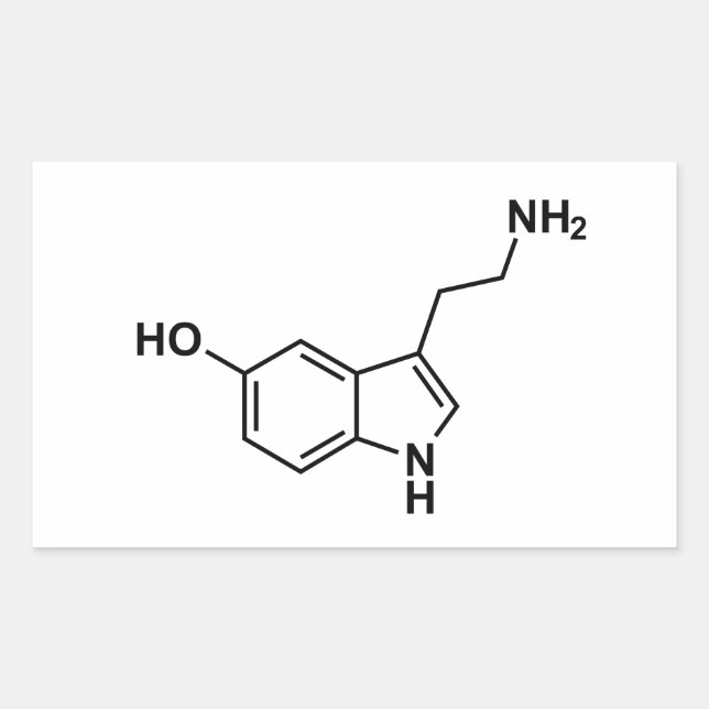 serotonin chemical formula science symbol elements rectangular sticker (Front)