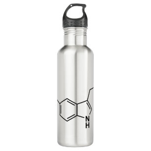 serotonin chemical formula science symbol elements stainless steel water bottle