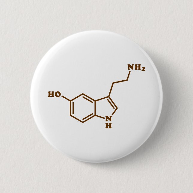 Serotonin Molecular Chemical Formula Button (Front)