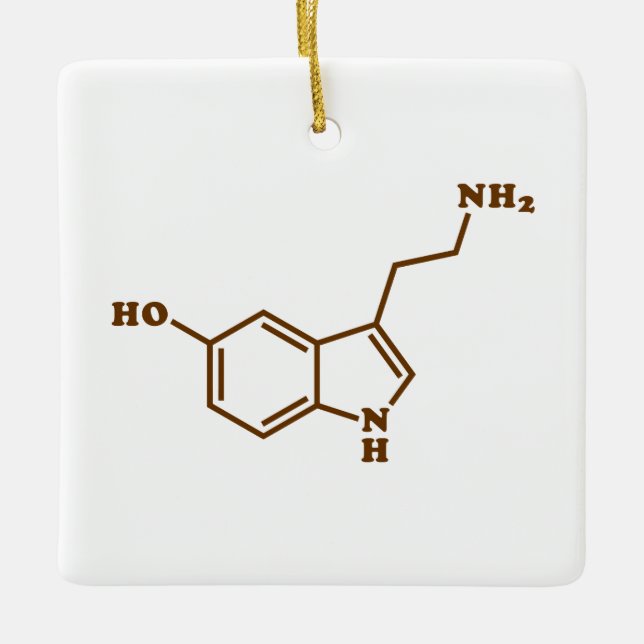 Serotonin Molecular Chemical Formula Ceramic Ornament (Front)