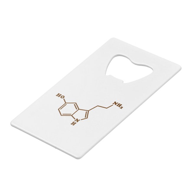 Serotonin Molecular Chemical Formula Credit Card Bottle Opener (Front Angled)