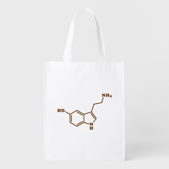 Serotonin Molecular Chemical Formula Grocery Bag (Front)