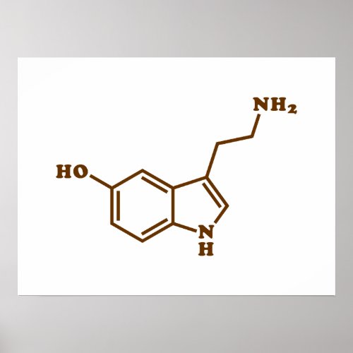 Serotonin Molecular Chemical Formula Poster
