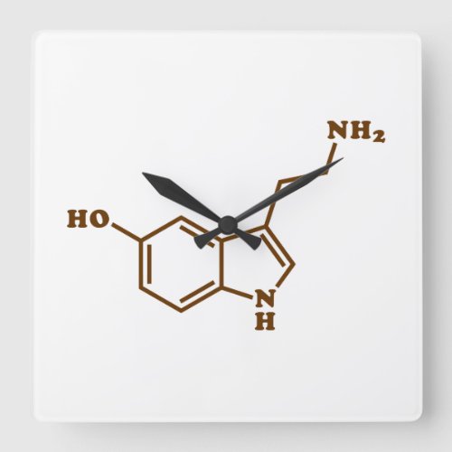 Serotonin Molecular Chemical Formula Square Wall Clock