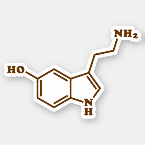Serotonin Molecular Chemical Formula Sticker