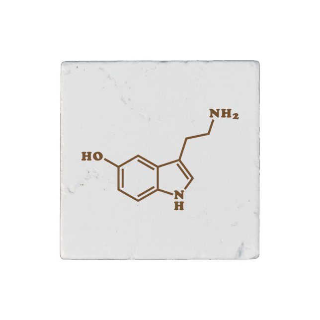 Serotonin Molecular Chemical Formula Stone Magnet (Front)