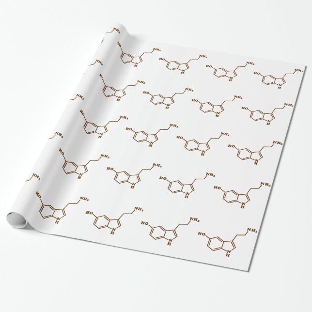 Serotonin Molecular Chemical Formula Wrapping Paper (Unrolled)