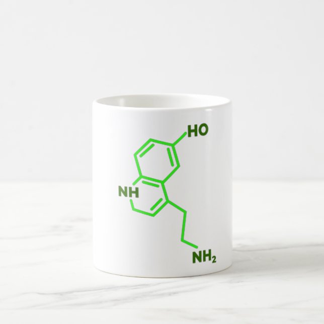 Serotonin molecule badge coffee mug (Center)