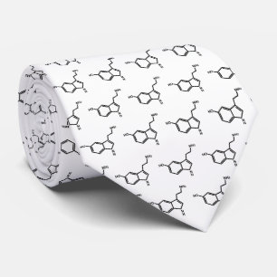 Serotonin Molecule Chemistry Fans White Neck Tie