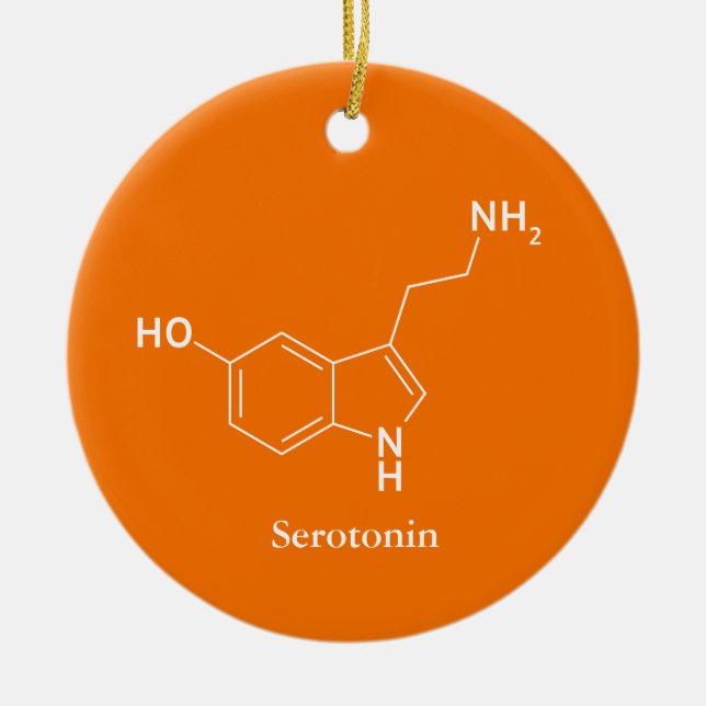 Serotonin Molecule Chemistry Science Cool Ceramic Ornament (Front)