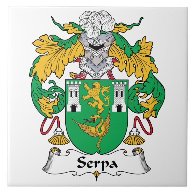Serpa Family Crest Ceramic Tile (Front)
