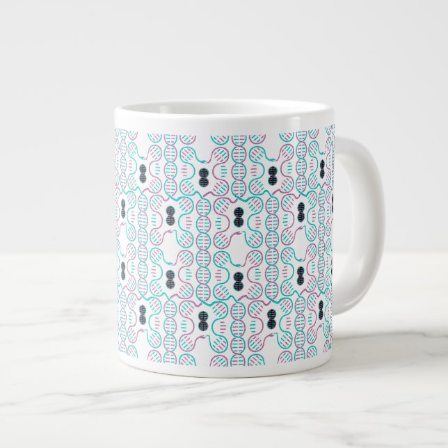 Serpent Chasing Tail Seamless Pattern Giant Coffee Mug (Front Right)