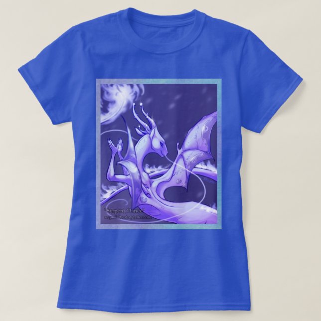 "Serpent Dance": Whimsical white dragon shirt (Design Front)