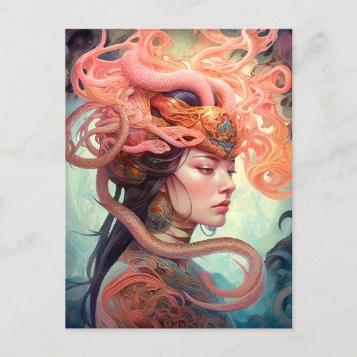 Serpent Hair Lady Fantasy Art Postcard