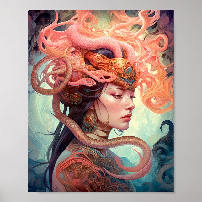 Serpent Hair Lady Fantasy Art Poster (Front)