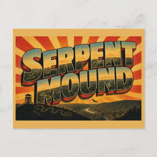Serpent Mound Ohio Forest Ridge River Art Postcard