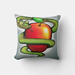 Serpent n Apple Throw Pillow